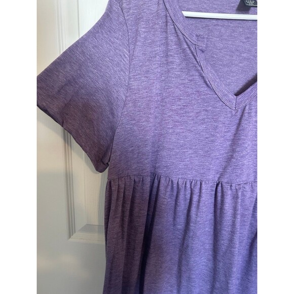 Women Summer Solid Color Notch V-Neck Short Sleeve Ruffle Hem Casual T-Shirt 1x - Picture 4 of 5